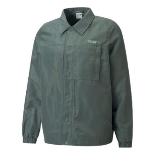 PUMA Classics Retro Casual Coach Jacket Green 534367-68