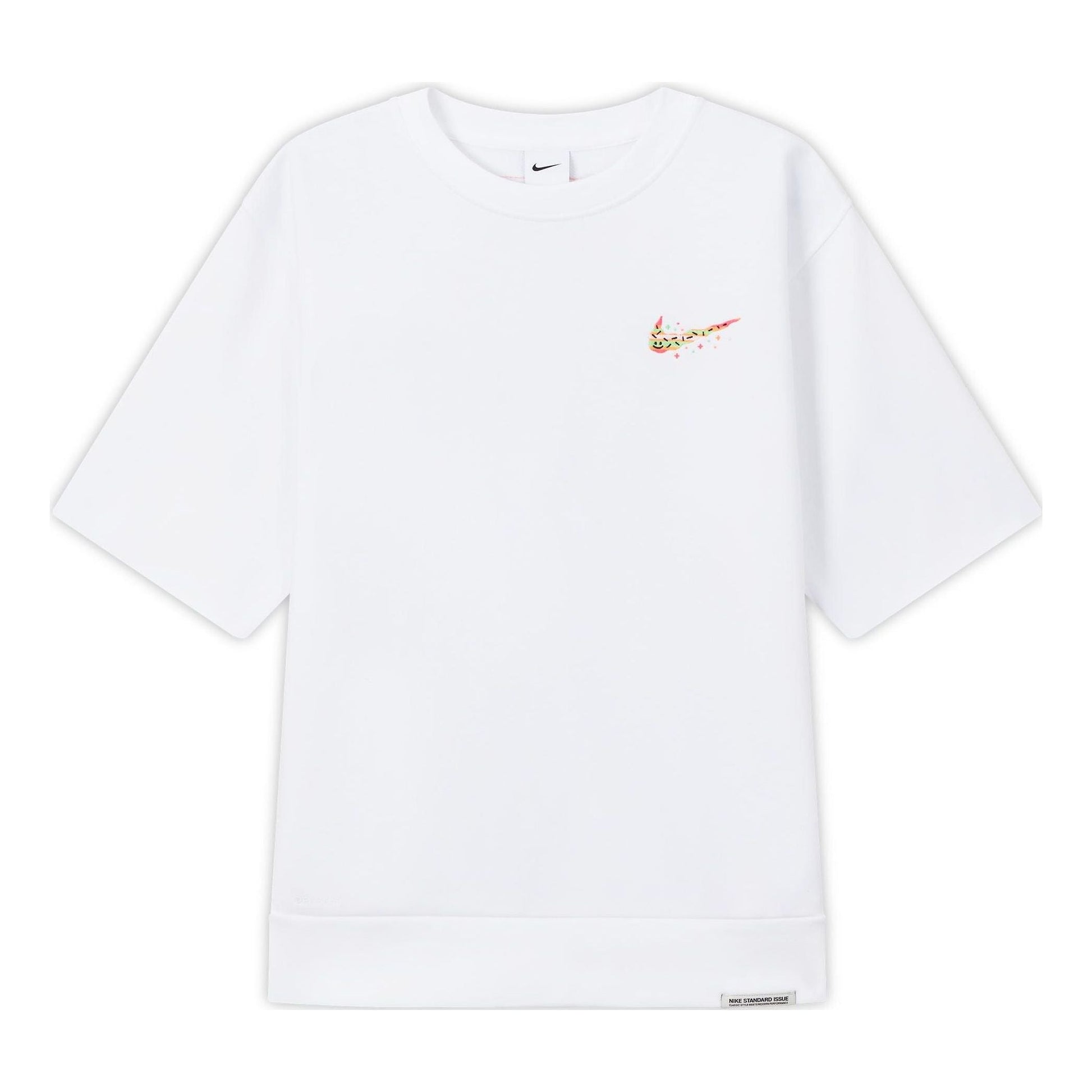 Nike Solid Color Cartoon Small Label Sports Training Round Neck Short Sleeve White DV3201-100