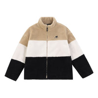 New Balance Plus Colorblock Patch Detail Zip Up Teddy Jacket Asia Sizing 'White Tan Black' 6DC44823-BEI