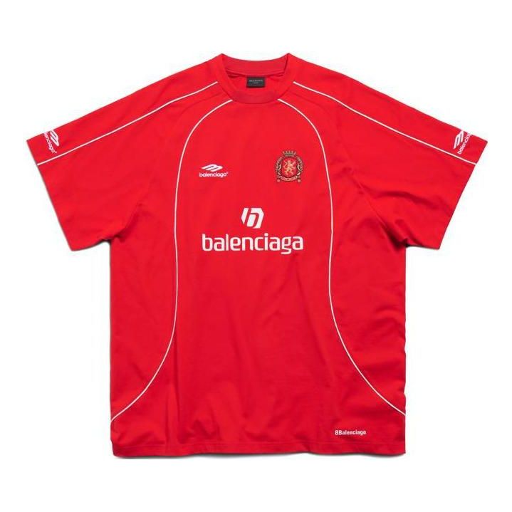 Balenciaga Soccer T-shirt Oversized 'Red White' 777705TPVV36643