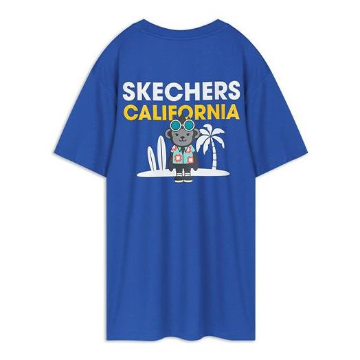 Skechers Knit Printing Short Sleeve Blue T-Shirt L220U067-0022