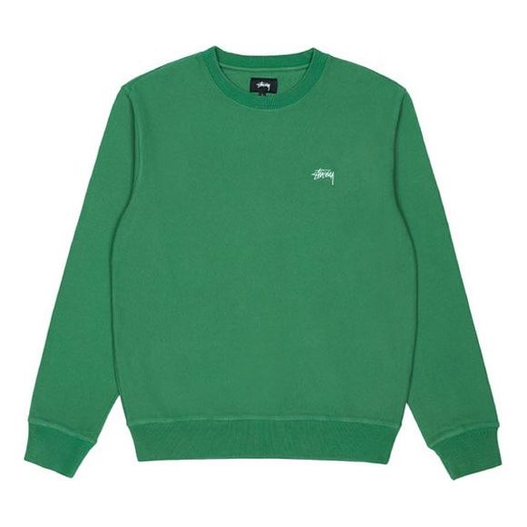 Men's Stussy Stock Fleece Lined Round Neck Pullover Green 118310