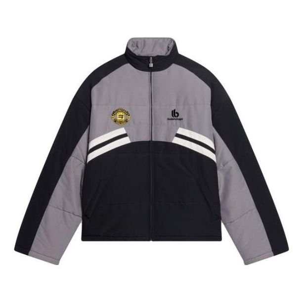 Balenciaga Padded Funnel-Neck Tracksuit Jacket 'Grey Black' 675462-TKO48-1000