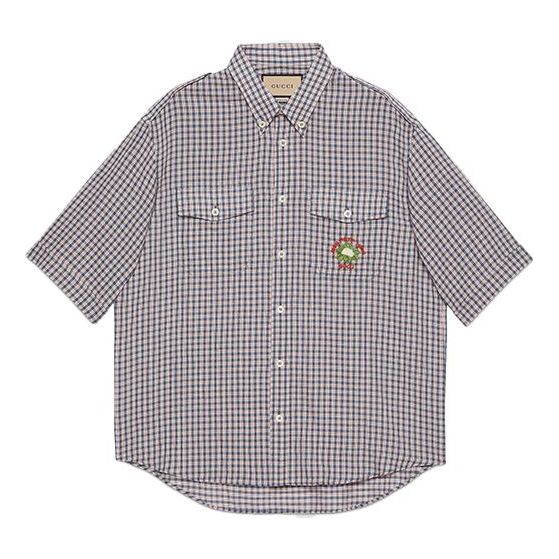 Gucci Check Mon Petit Chou Short Sleeve Shirt 'Navy' 654883-ZAG0G-4310