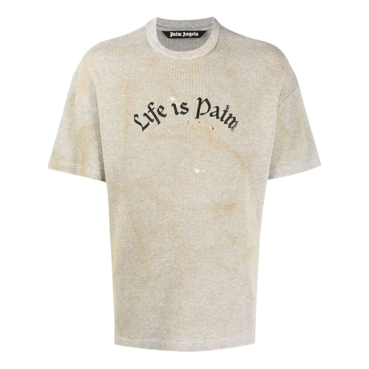 Palm Angels FW22 Life Is Palm Washed T-Shirt 'Grey Beige Black' PMAA001F22JER0010910