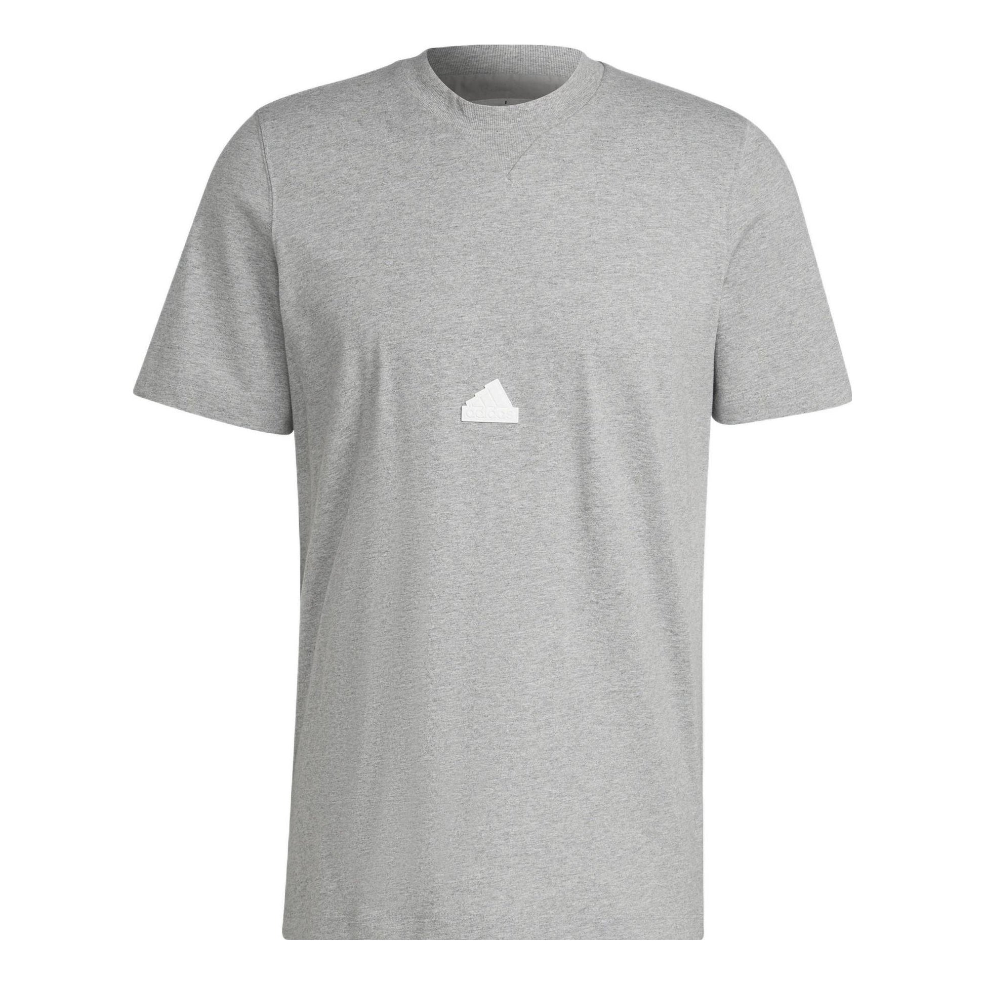 Men's adidas SS22 Logo Pattern Pullover Short Sleeve Medium Hemp Grey T-Shirt HN1961