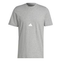 Men's adidas SS22 Logo Pattern Pullover Short Sleeve Medium Hemp Grey T-Shirt HN1961