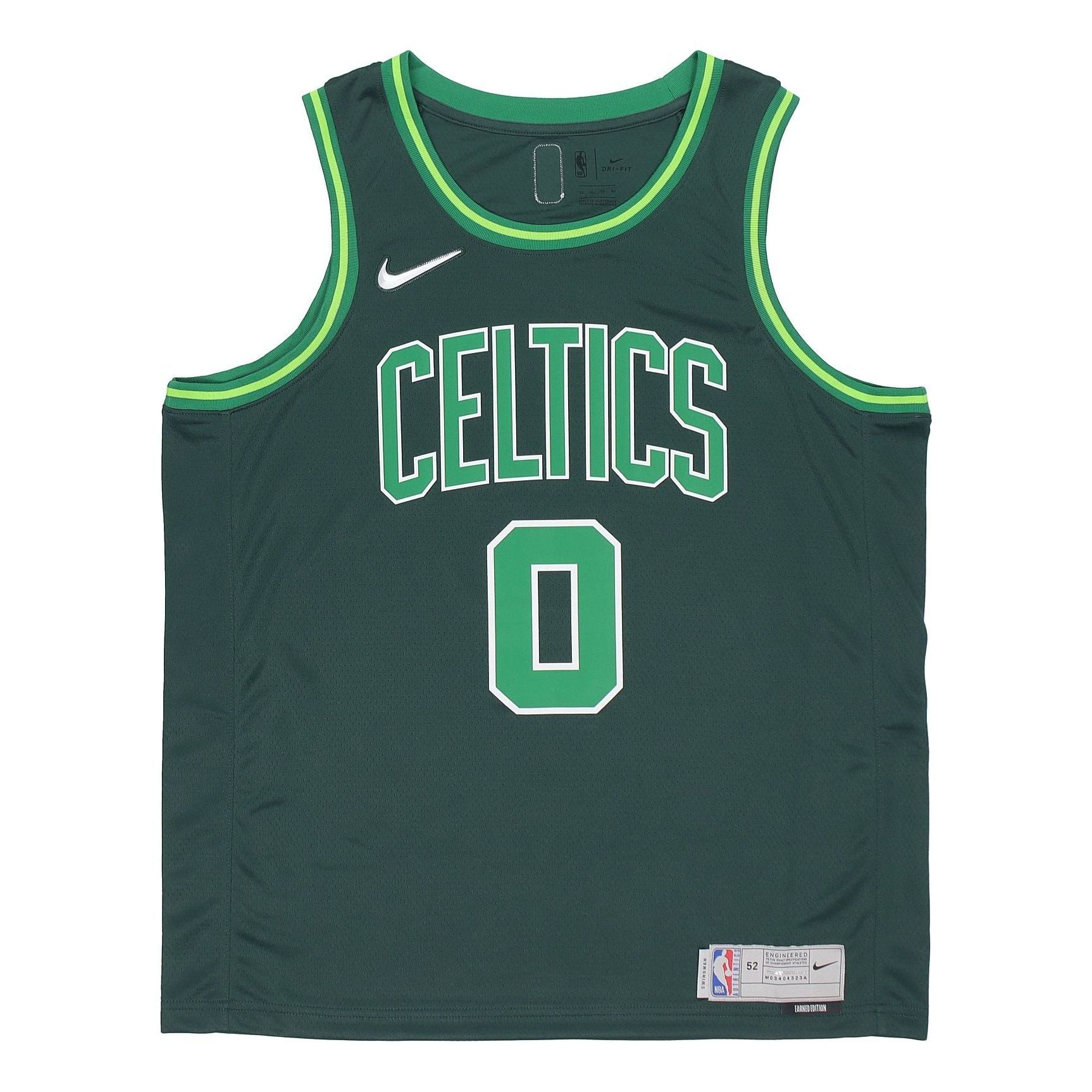 Men's Nike NBA Retro Basketball SW Fan Edition Award Version 20-21 Season Boston Celtics Tatum No. 0 Green Jersey CN9893-300