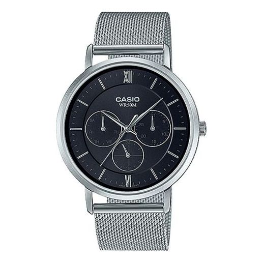 Casio Dress Classic Minimalistic Analog Steel Strap Watch 'Silver Black' MTP-B300M-1AV
