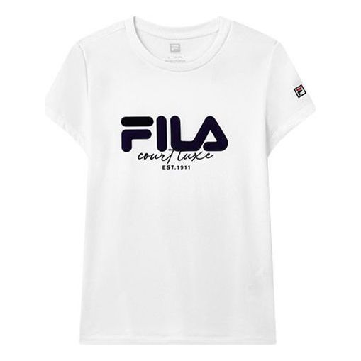 (WMNS) FILAt Athletics Logo Printing Round-neck T-shir White A11W133103F-WT