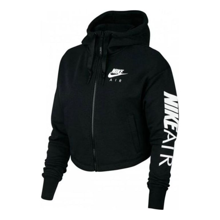 Nike Air Full Zip Cropped Fleece Hoodie 'Black' AR3656-010