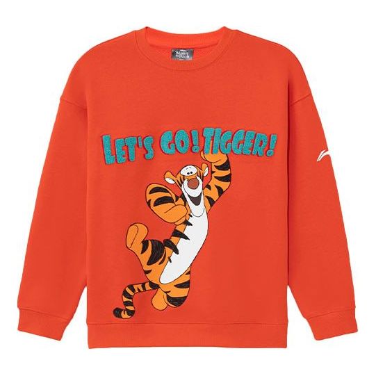 Li-Ning x Disney Crossover Sports Basketball Series Printing Loose Round Neck Pullover Orange AWDRH37-3