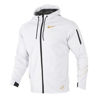 Nike Logo Printing Plus Fleece Hooded Jacket Coat White CU3678-100