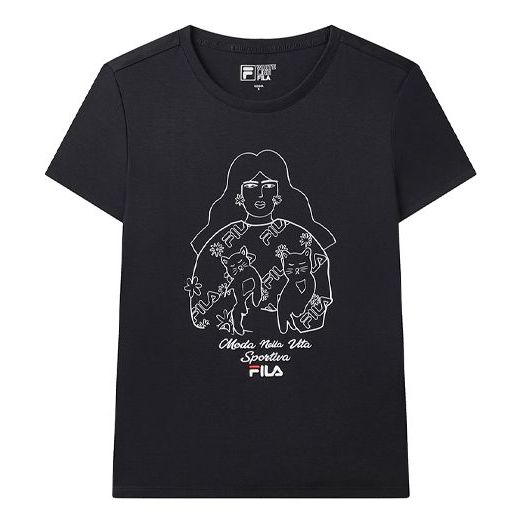 (WMNS) FILA Casual Cotton Short Sleeve Blue F11W038150F-NV