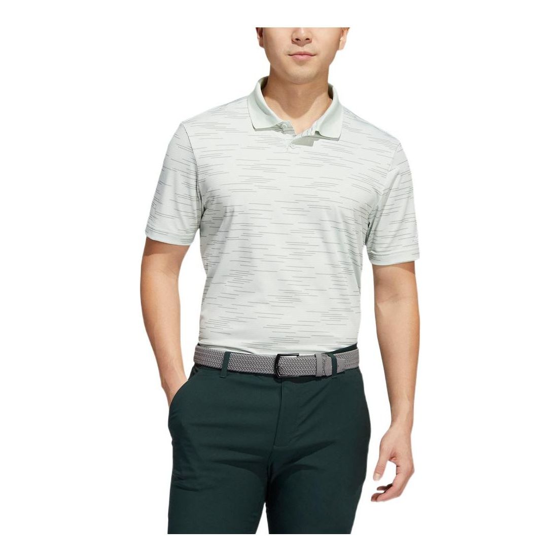 Men's adidas Large Line Detail Short Sleeve Gray Polo Shirt HS9446