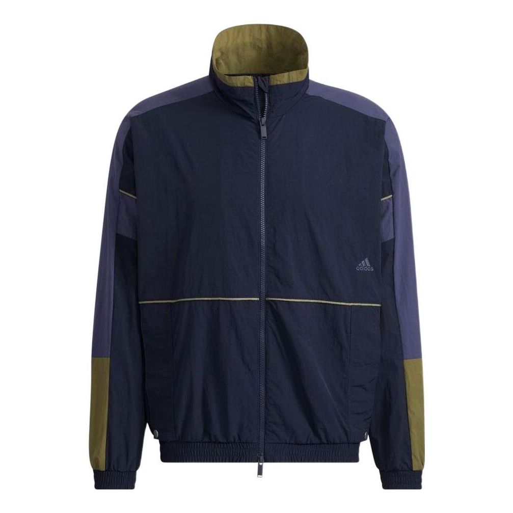 adidas Contrast Color Stitching Long Sleeves Sports Jacket Men's Legend Dark  HD0071