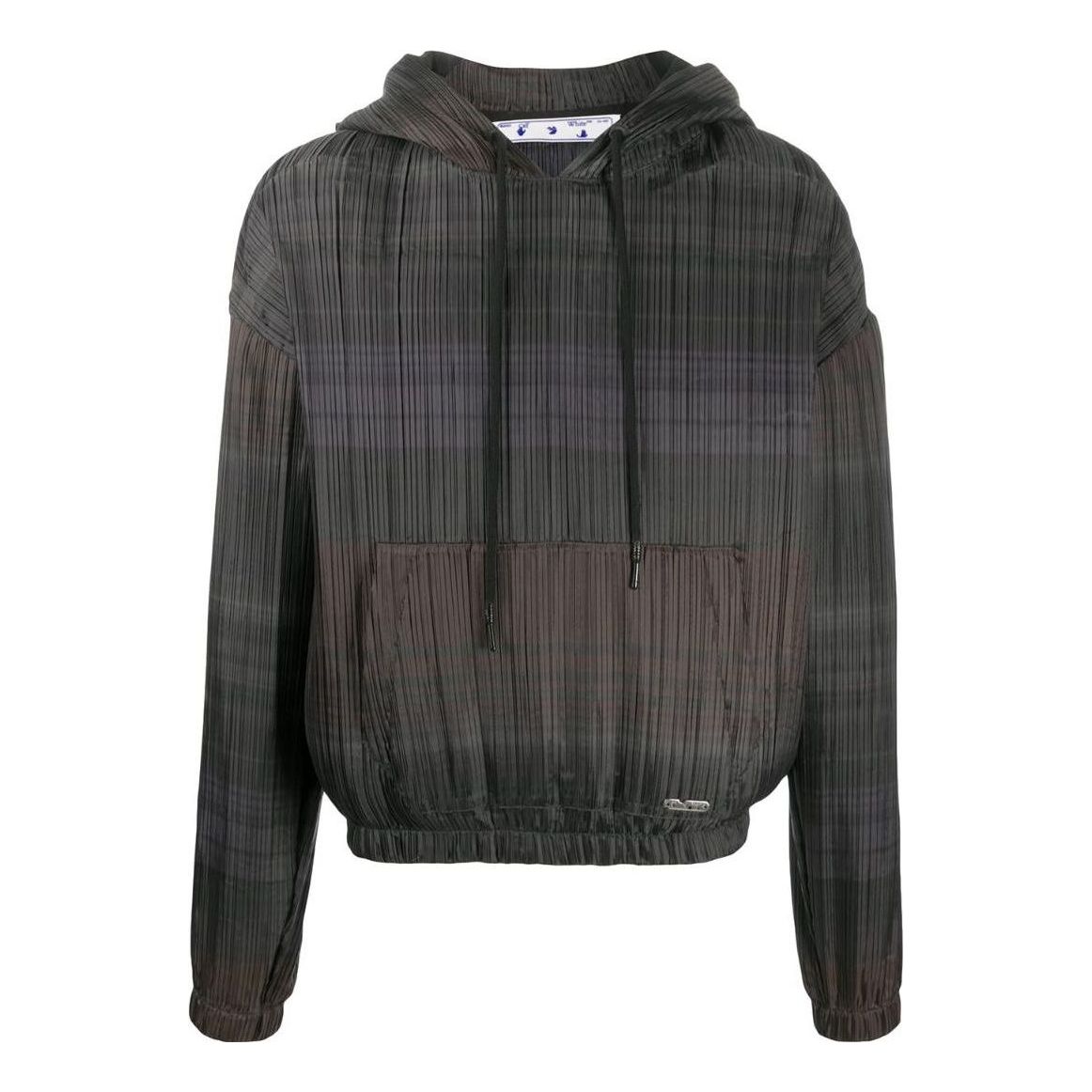 Men's Off-White SS22 Stripe Hooded Long Sleeves Version Black OMBB037F20FAB0016000BROWN