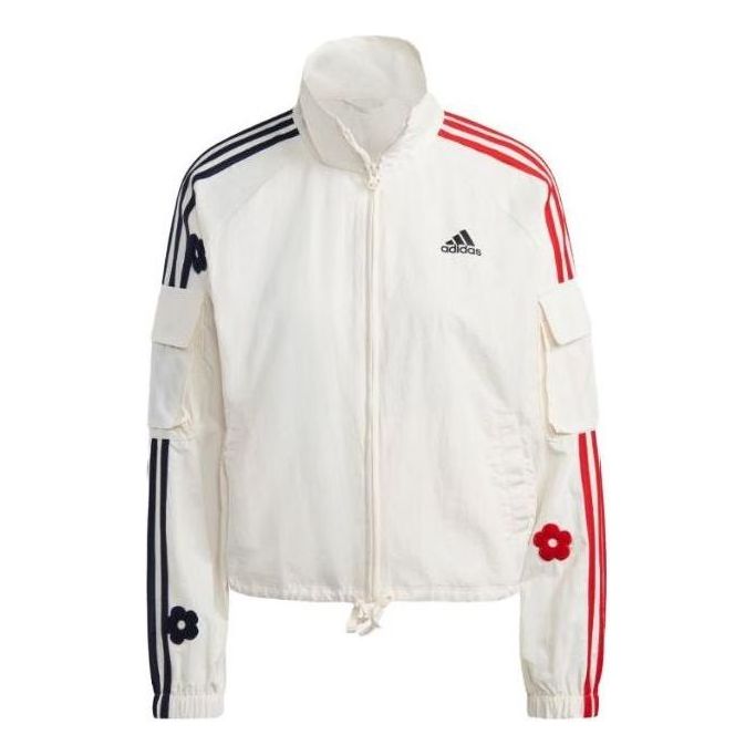 (WMNS) adidas Flower Woven Jackets 'White Red Black' HY8593
