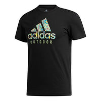 Men's adidas Round Neck Short Sleeve Black T-Shirt FM7529