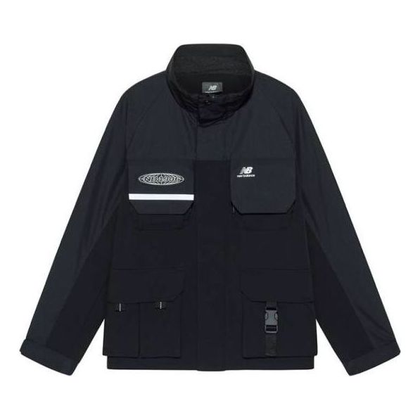 New Balance Windproof Hooded Cargo Jacket Asia Sizing 'Black' NAA3N011-BK