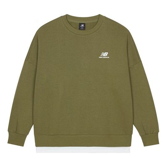 New Balance Alphabet Logo Round Neck Long Sleeves Olive Green AMT13345-OV