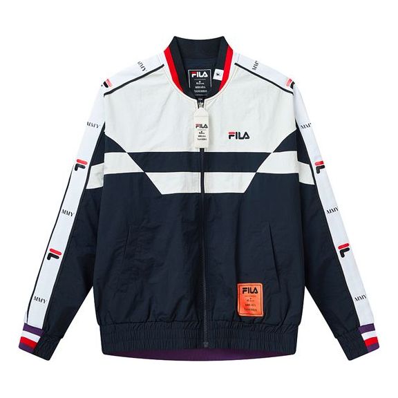 FILA x Mihara Yasuhiro Patchwork Contrast Print Blazer Jacket For Men Navy F71M118704F-NV