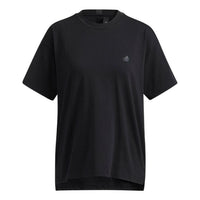 (WMNS) adidas Wording Loose Fit T-Shirt Asia Sizing 'Black' HC2547
