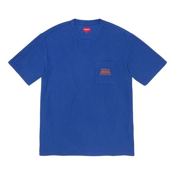 Supreme FW19 Week 2 Waffle Pocket Tee Short Sleeve Unisex Blue SUP-FW19-293