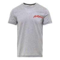 Men's Alexander McQueen Logo Alphabet Pattern Short Sleeve Gray 624180-QPX01-1200