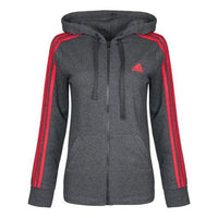 (WMNS) adidas Stripe hooded track Jacket Gray CF8844