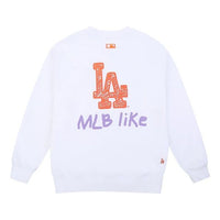 MLB LIKE Series Los Angeles Dodgers Long Sleeves Thin Loose Graffiti Printing Unisex White 31MT08011-07W