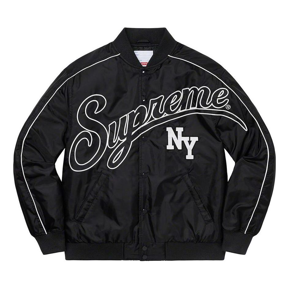 Supreme Contrast Script Varsity Jacket 'Black White' SUP-FW20-028