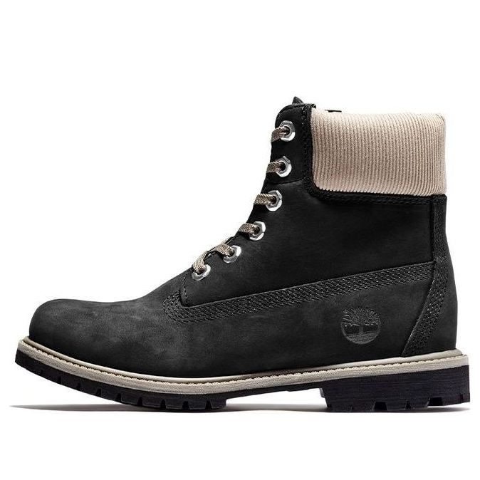 (WMNS) Timberland 6 Inch Premium Waterproof Boots 'Black Nubuck with Beige Corduroy Collar' A2MCC001