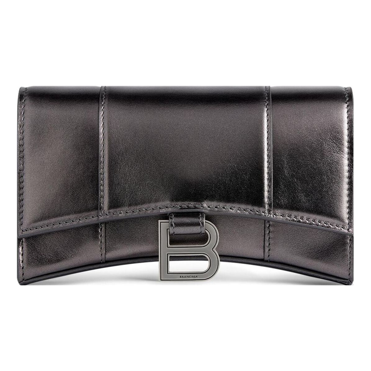 (WMNS) Balenciaga Hourglass Wallet On Chain Metallized 'Grey' 6560502AAVG1314