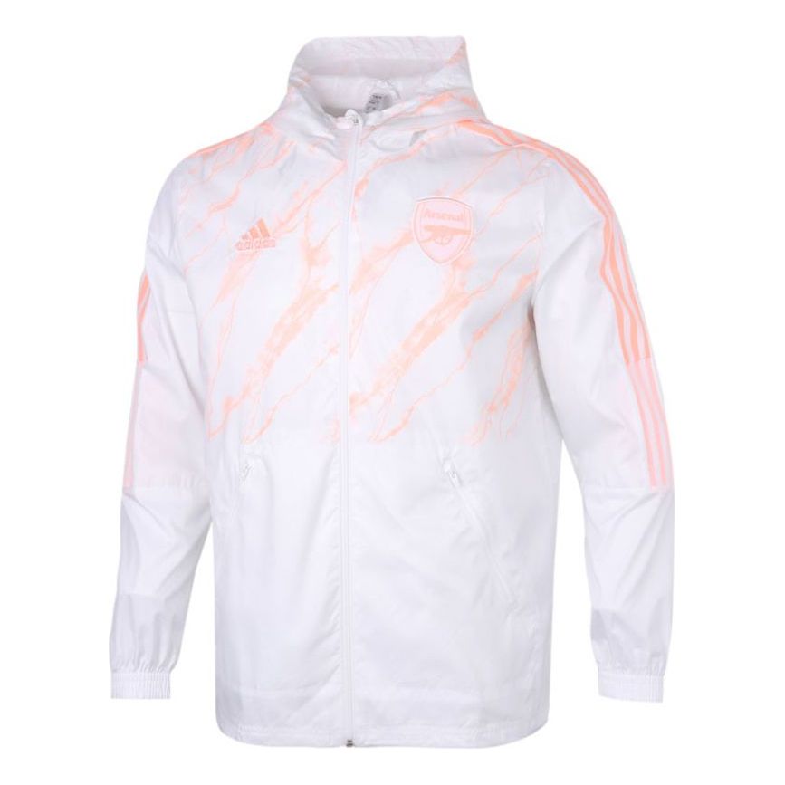 adidas Arsenal Soccer/Football Sports hooded Woven Jacket White GQ2535