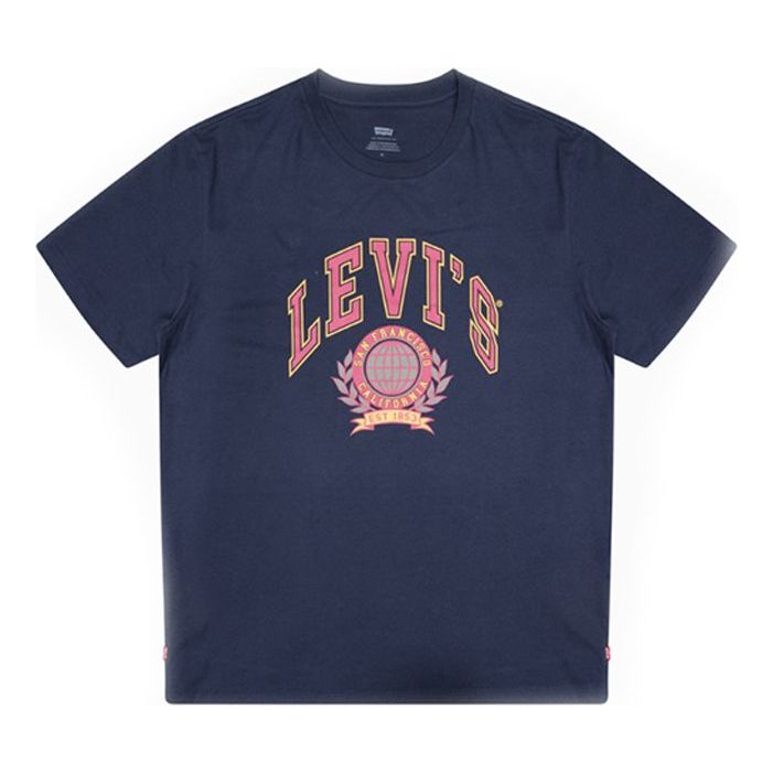 Men's Levis Levi's SS20 LOGO Printing Pure Cotton Short Sleeve Navy Blue 22491-0663