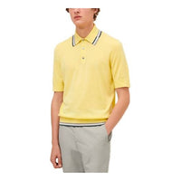 Men's HERMES SS21 Contrasting Colors Stripe Short Sleeve Polo Shirt Yellow H157300HA2Q