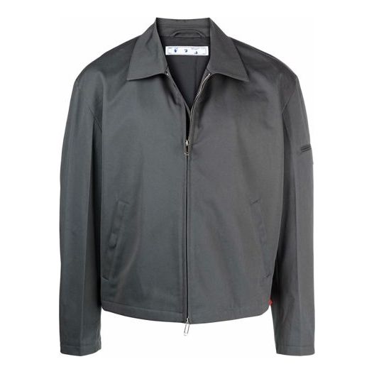Off-White FW21 Zipper Solid Color lapel Jacket Version Gray OMEA296F21FAB00107000700