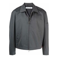 Off-White FW21 Zipper Solid Color lapel Jacket Version Gray OMEA296F21FAB00107000700