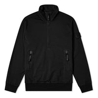 Men's STONE ISLAND Half Zipper Stand Collar Pullover Black 7415654F3-V0029