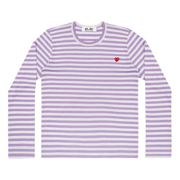 (WMNS) COMME des GARCONS PLAY Striped Mini Logo Long Sleeves Tee 'Purple White' AZ-T217-051-4