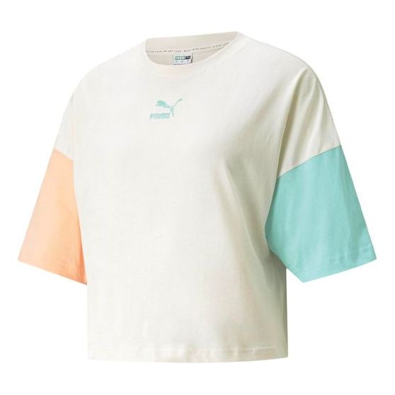(WMNS) PUMA Clsx Logo Print Crewneck Short Sleeve White 534161-88