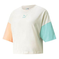 (WMNS) PUMA Clsx Logo Print Crewneck Short Sleeve White 534161-88