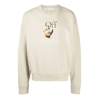 Off-White Logo Printing Round Neck Pullover Long Sleeves Version Creamy White OMBA035F21FLE00317841784