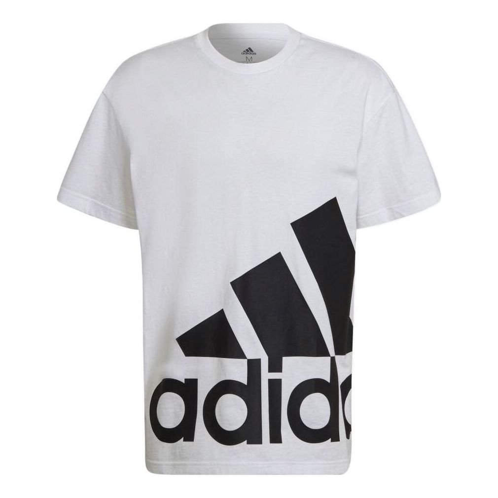 Men's adidas Contrasting Colors Large Lofo Short Sleeve White T-Shirt HE1829