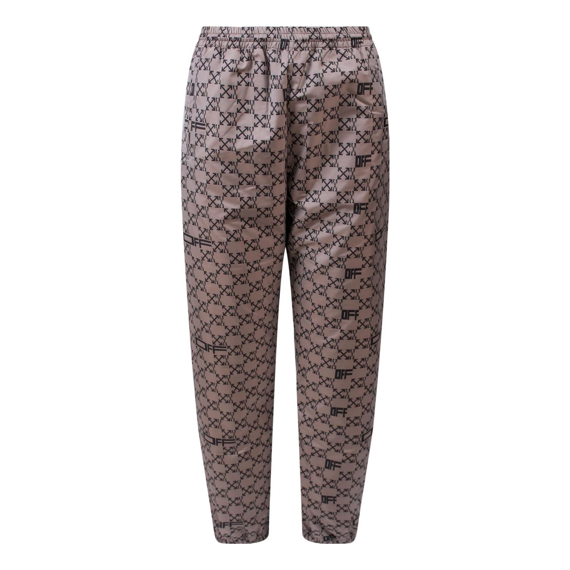 Men's Off-White SS22 Full Print Pattern Alphabet Sports Pants/Trousers/Joggers Beige OMCJ016S22FAB0016210