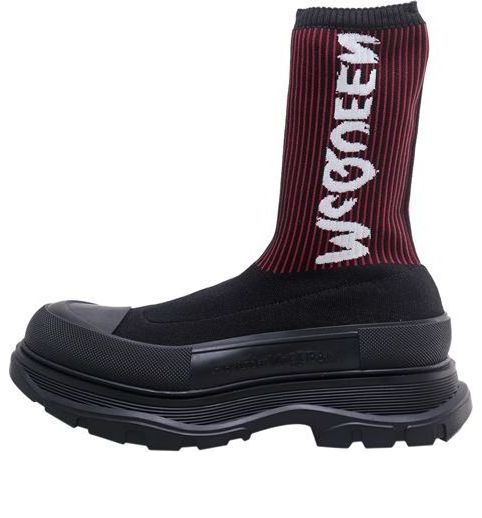Alexander McQueen Graffiti Knit Tread Slick Boots 'Wine Red Black' 705671W4UD11550