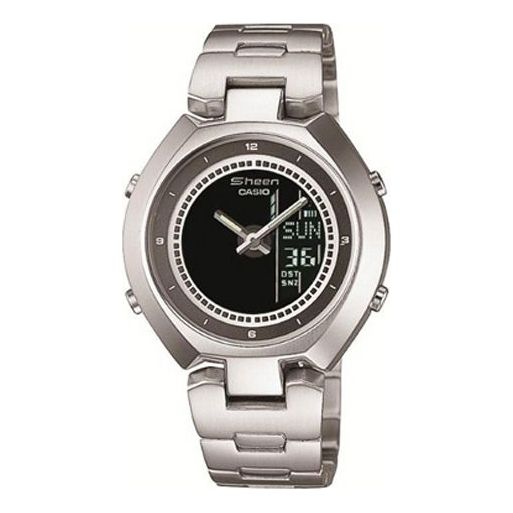CASIO SHEEN Series Small Round Simplistic Steel Band Waterproof Stainless Steel Strap Black Analog SHN-6001D-1BDR