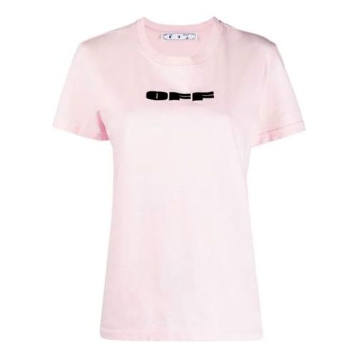 (WMNS) Off-White Logo Cotton Short Sleeve Slim Fit Version Pink OWAA049R21JER0073010