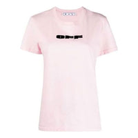 (WMNS) Off-White Logo Cotton Short Sleeve Slim Fit Version Pink OWAA049R21JER0073010